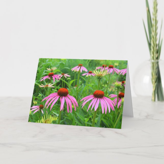 Purple Coneflowers Letterpress Thank You Card (Front)