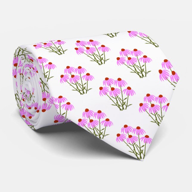 Purple Coneflowers Neck Tie (Rolled)