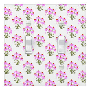 Purple Coneflowers White Double Light Switch Cover