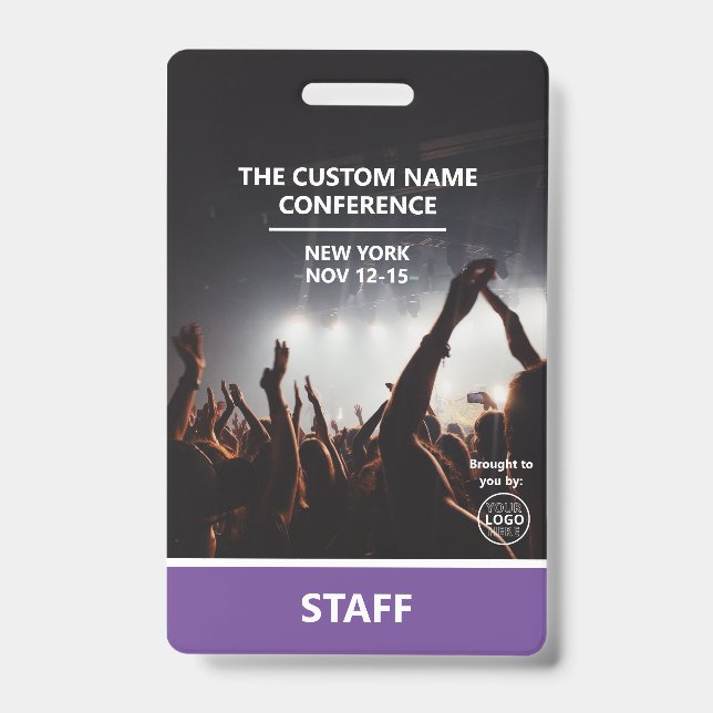 Purple Conference Staff Access Pass QR Code Custom Badge
