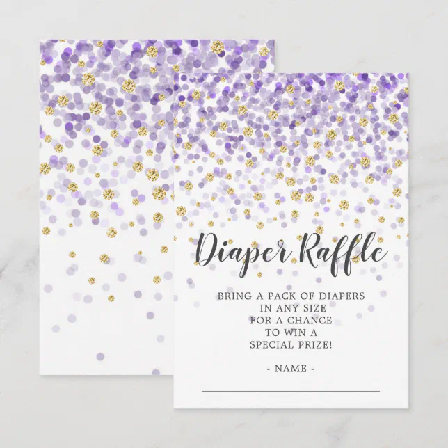 Purple Confetti Baby Shower Diaper Raffle Ticket Invitation | Zazzle