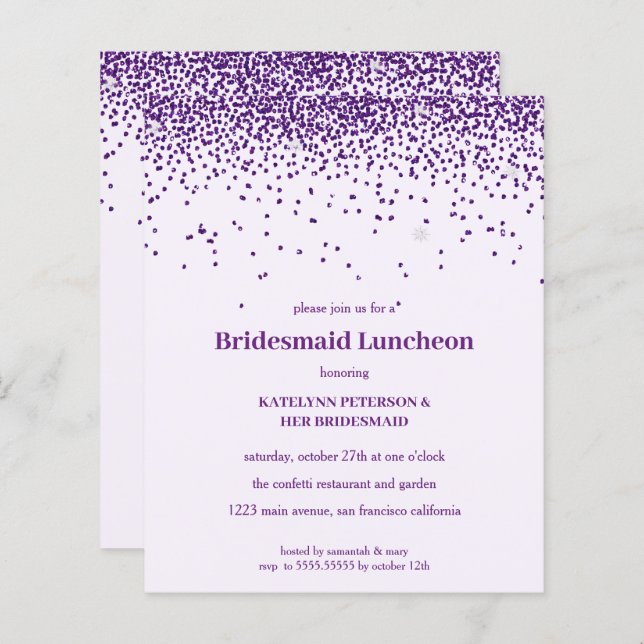 Purple Confetti Bridesmaids Luncheon Wedding (Front/Back)