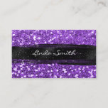 Purple Confetti Glitter Black Brush Strokes Business Card