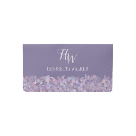 Purple Confetti Monogrammed Checkbook Cover (Front)