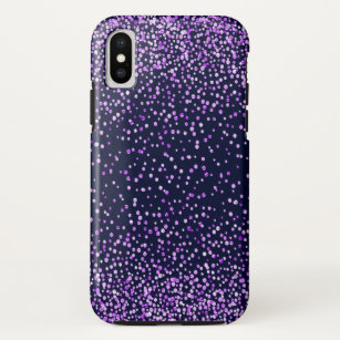 Purple Confetti On Dark-Blue background iPhone X Case