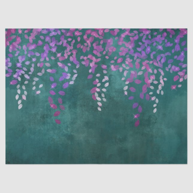 Purple Confetti on Teal Decoupage Tissue Paper (Front)