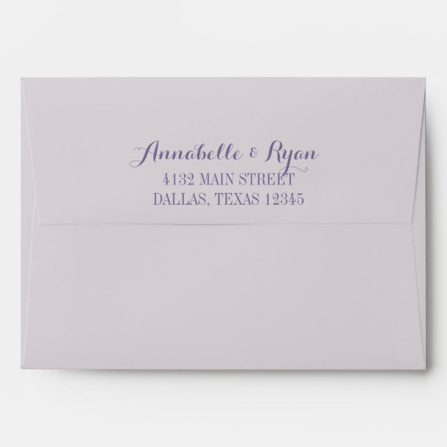 Purple Confetti | Pale Personalized Wedding Envelope (Back (Top Flap))
