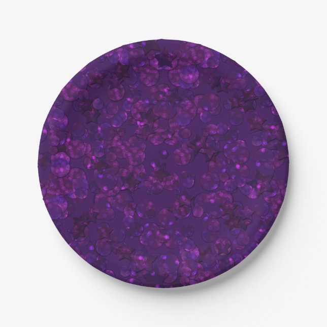 Purple confetti paper plates (Front)