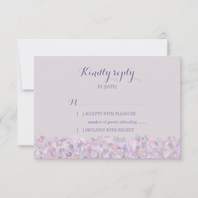 Purple Confetti Wedding RSVP (Front)