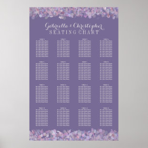 Purple Confetti   Wedding Seating Chart 16 Table