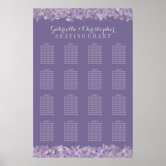 Purple Confetti | Wedding Seating Chart 16 Table