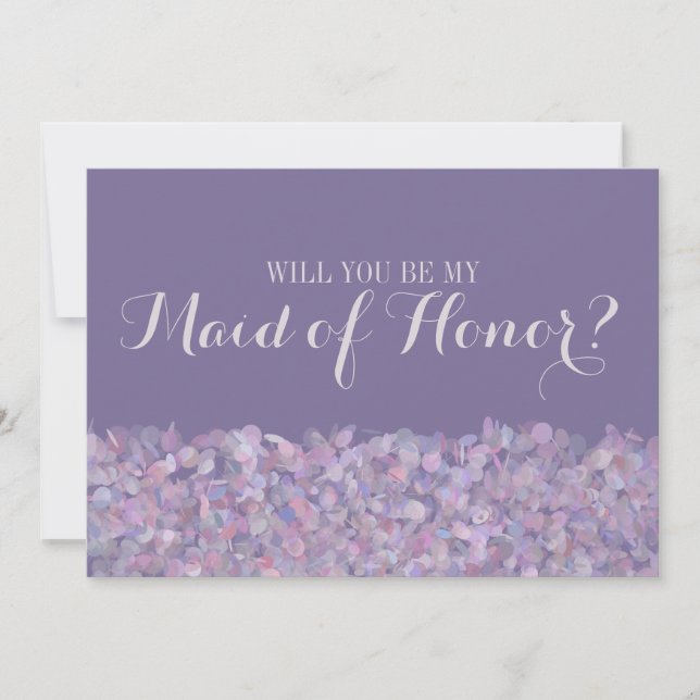Purple Confetti Will You Be My Maid of Honor Invitation (Front)
