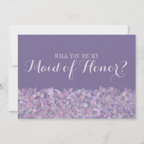 Purple Confetti Will You Be My Maid of Honor Invitation