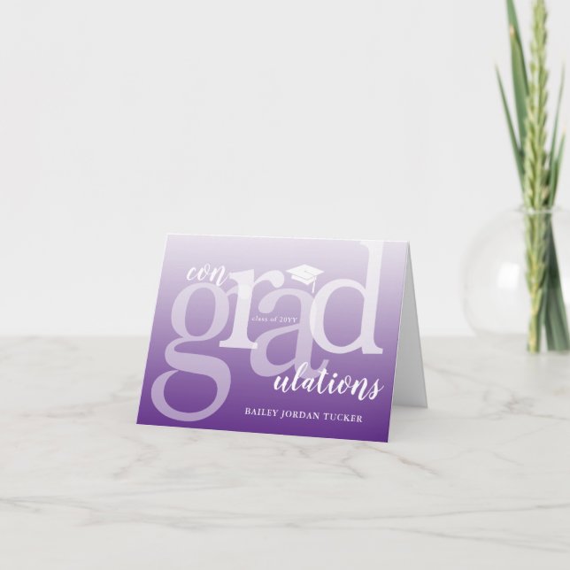 Purple ConGRADulations Graduation Congratulations Card (Front)