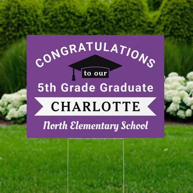 Purple Congratulations 5th Grade Graduate Sign (Creator Uploaded)