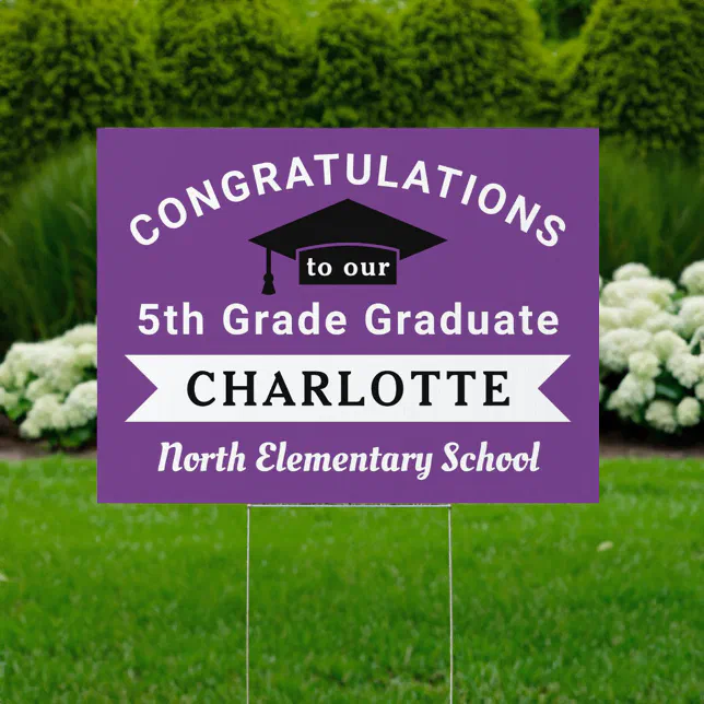Purple Congratulations 5th Grade Graduate Sign | Zazzle