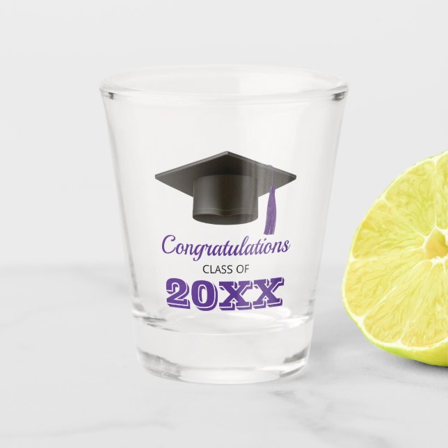 Purple Congratulations College Graduation Shot Glass (Front)