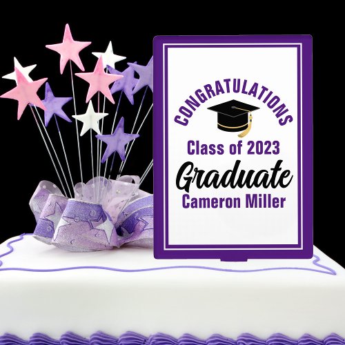 Purple Congratulations Graduate Custom 2024 Party Cake Topper