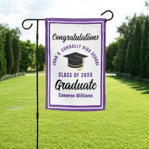 Purple Congratulations Graduate Custom Graduation Garden Flag