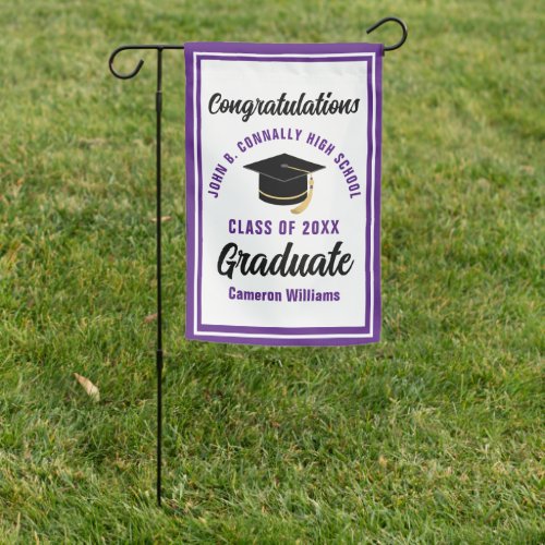 Purple Congratulations Graduate Custom Graduation Garden Flag