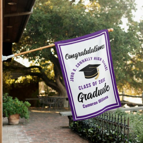 Purple Congratulations Graduate Custom Graduation House Flag