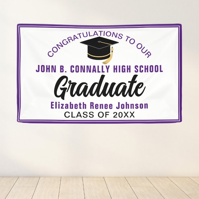 Purple Congratulations Graduate Customized Party Banner (Creator Uploaded)