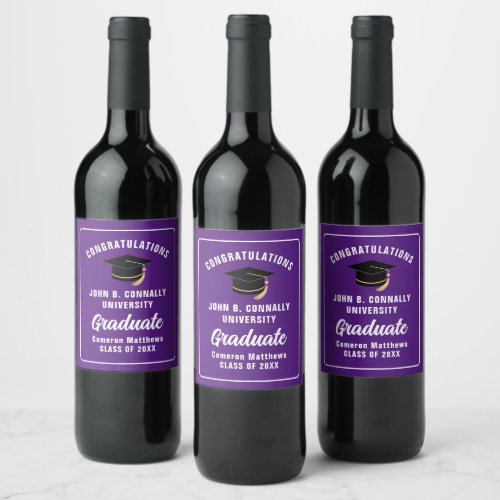 Purple Congratulations Graduate Graduation Party Wine Label