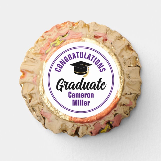 Purple Congratulations Graduate Personalized Party Reese's Peanut Butter Cups (Front)