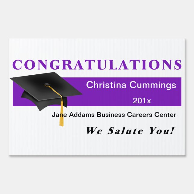 Purple Congratulations Graduation Yard Sign (Front)