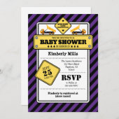 Purple Construction Baby Shower Invitation (Front/Back)