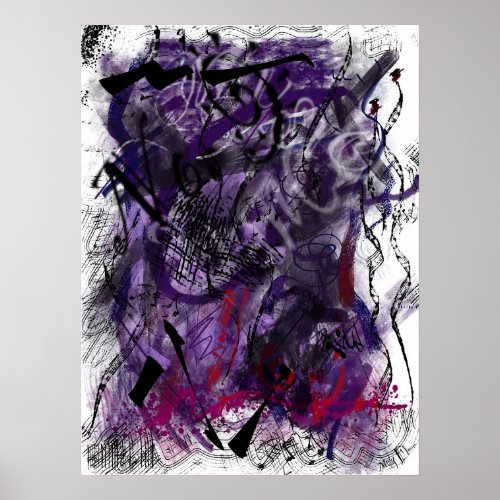 Purple Contemporary Abstract Art Poster Wall Decor