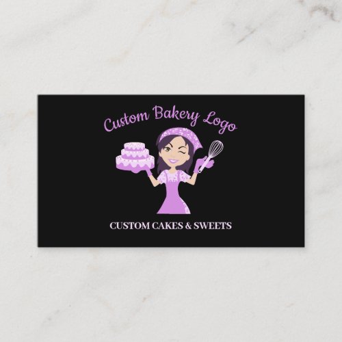 Purple Cooker Woman Pastry Chef Bakery Cake Business Card
