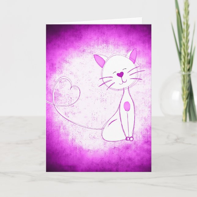 Purple Cool Cat Greeting Card (Front)