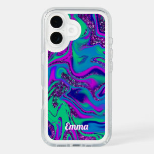 Purple Cool Groovy Swirl Personalized iPhone 16 Case