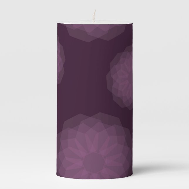 Purple, cool, trendy modern simple floral abstract pillar candle (Front)