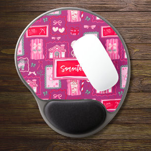 Purple Coquette aesthetic girly whimsical pattern Gel Mouse Pad