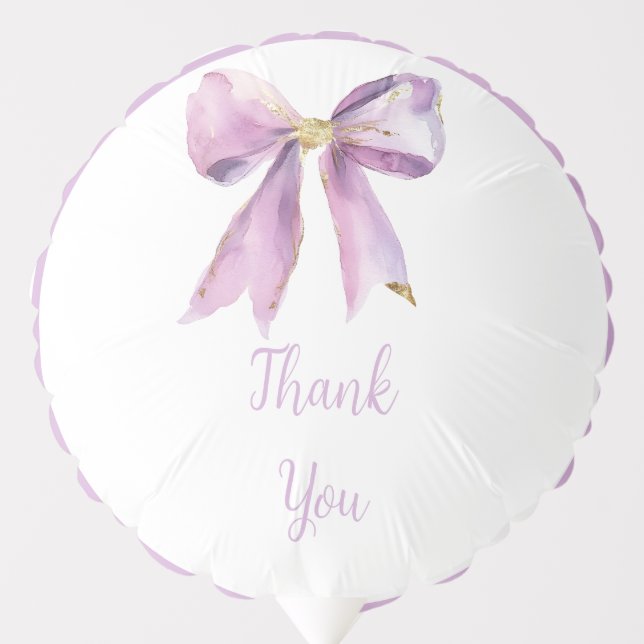Purple Coquette Bow Baby Shower Balloon (Front)