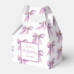 Purple Coquette Bow Birthday Party Favor Boxes