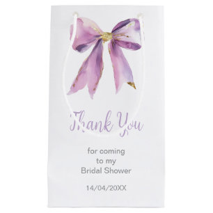 Purple Coquette Bow Bridal Shower Small Gift Bag