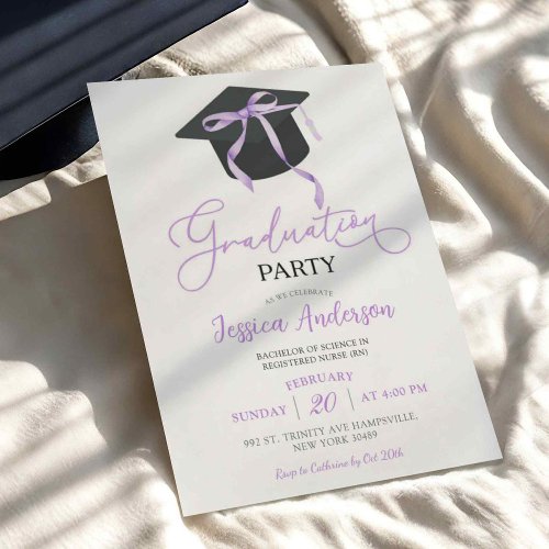 Purple Coquette Bow Graduation Party
