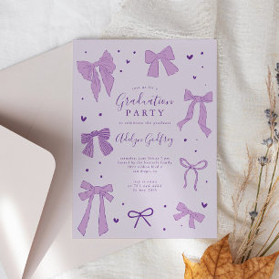 Purple Coquette Bow Graduation Party Invitation