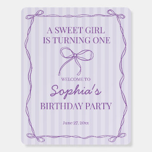 Purple Coquette Bow Lavender Birthday Welcome Foam Board