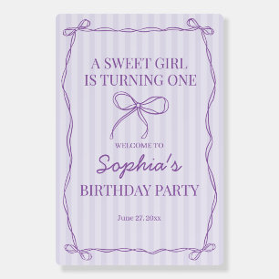 Purple Coquette Bow Lavender Birthday ] Welcome Foam Board