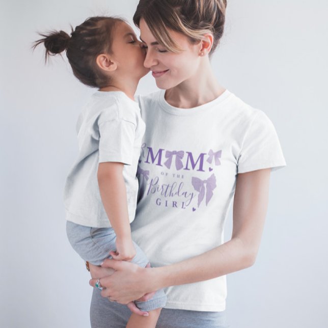 Purple Coquette Bow Mom of the Birthday Girl T-Shirt (Creator Uploaded)