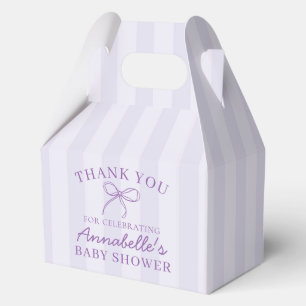 Purple Coquette Bow Pastel Baby Shower Dessert Favor Boxes