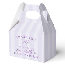 Purple Coquette Bow Pastel Birthday Party Dessert Favor Boxes