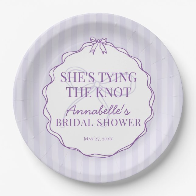 Purple Coquette Bow Pastel Bridal Shower Brunch Paper Plates (Front)