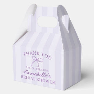 Purple Coquette Bow Pastel Bridal Shower Dessert Favor Boxes