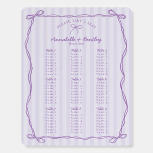 Purple Coquette Bow Pastel Lavender Seating Chart Foam Board
