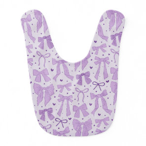 Purple Coquette Bow Pattern Baby Bib